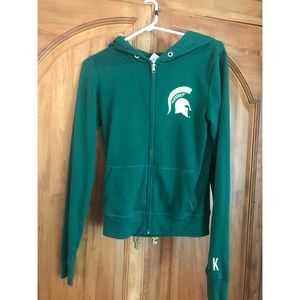 Michigan State Zip-down Sweatshirt w/ Hood Pink XS